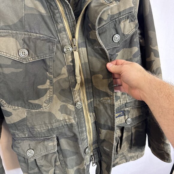 Abercrombie & Fitch Men’s Camo Military Field Jacket XS Army Green Cotton Lined - Picture 5 of 9